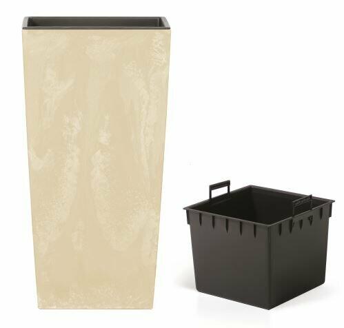 Maceta con inserto URBI SQUARE BETON EFECTO arena 29,5 cm