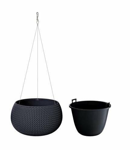 Maceta con inserto y acero. cable SPLOFY BOWL WS antracita 37cm