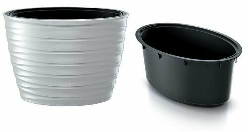 Maceta ovalada con inserto FREZE blanco 59,3 cm