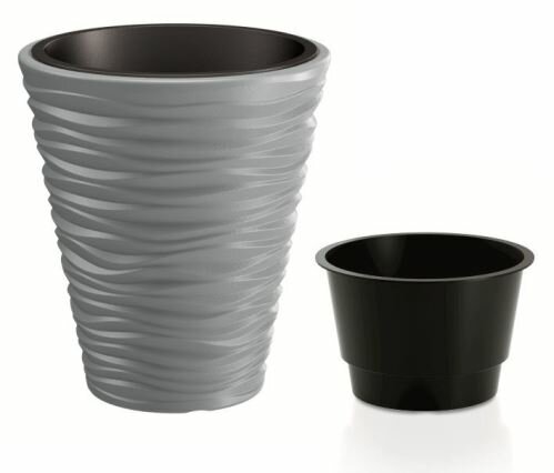 Maceta SAND + deposito piedra gris 34,5 cm