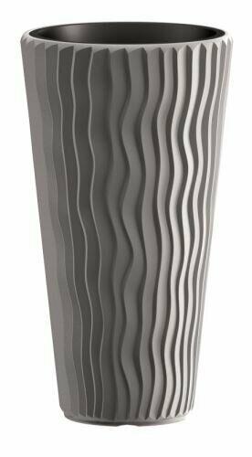Maceta SANDY SLIM + depósito piedra gris 29,7 cm