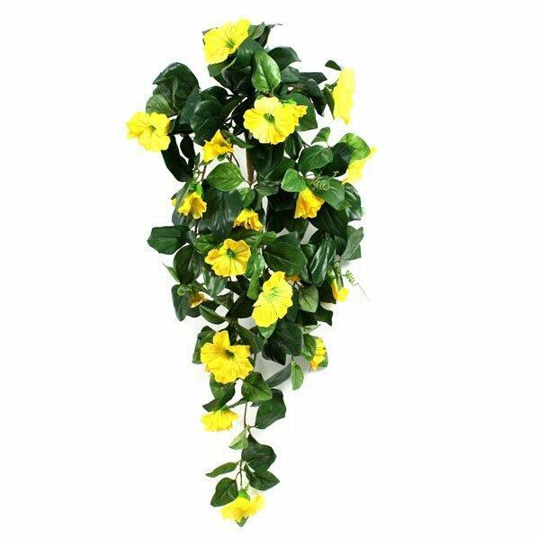 Zarcillo artificial Petunia amarillo 80 cm